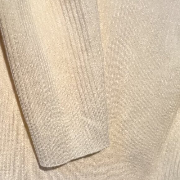 Anthropologie Maeve Ribbed Long Sleeve‎ V Neck Sweater Ivory Cream Size Large - Picture 4 of 5
